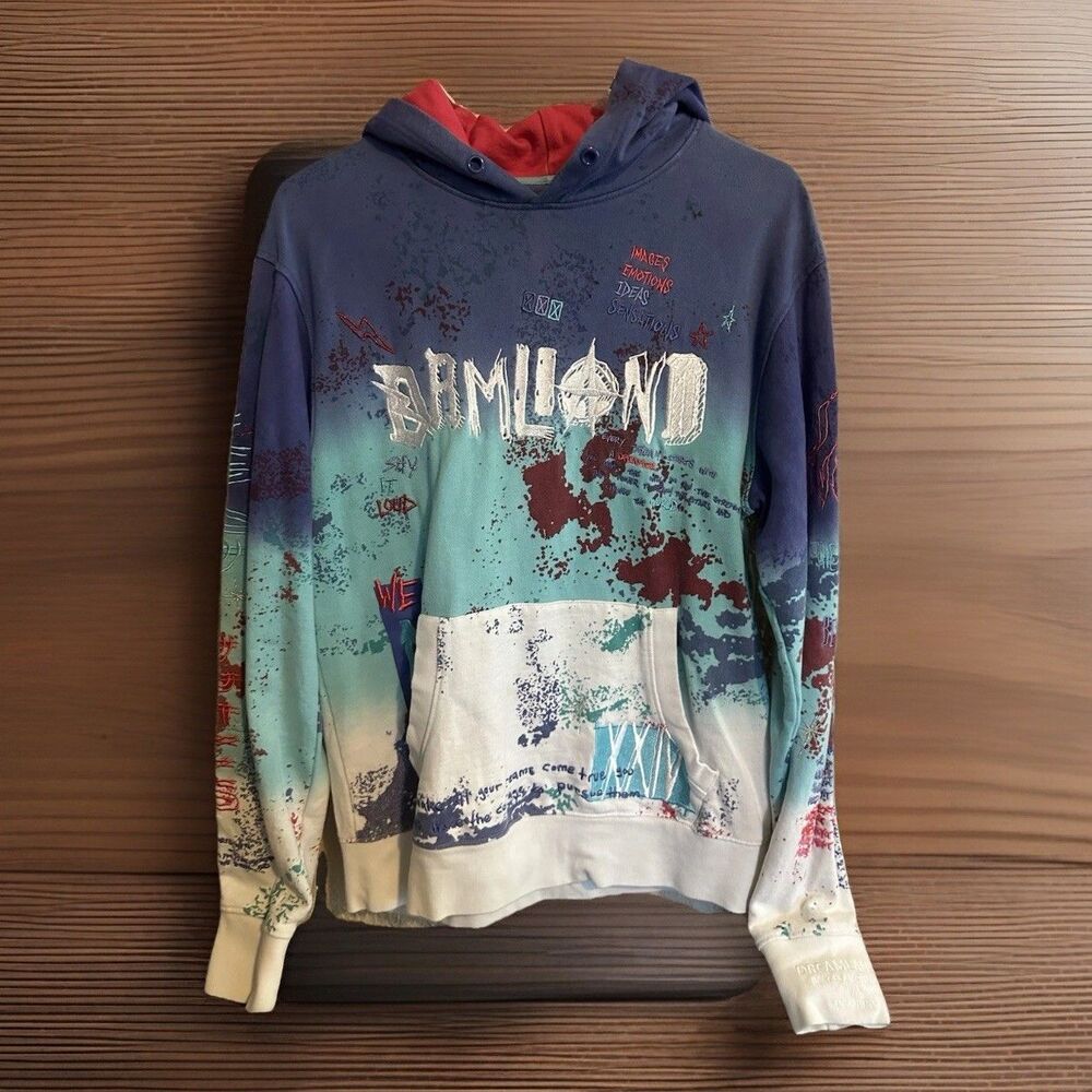 Dreamland Pullover Hoodie Small‎  Raised Embroidered Graffiti Colorful Street